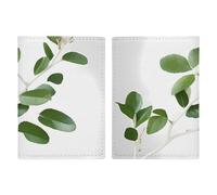 Porta passaporto da viaggio con ramoscello verde naturale, con scomparti per carte di credito e carta d'imbarco, organizer per documenti d'identità e documenti di famiglia (20 x 13 cm)