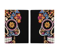 Porta passaporto da viaggio con teschio disegnato a mano con slot per carte di credito e carta d'imbarco, porta passaporti, carte di credito, carte d'imbarco