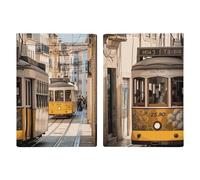 Porta passaporto da viaggio con tram di Lisbona, con scomparti per carte di credito e carta d'imbarco, organizer per documenti d'identità di famiglia (20 x 13 cm)