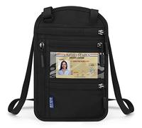 Porta-Passaporto da Viaggio - Porta-Telefono Cellulare da Collo Uomo Donna - Porta-Greenpass e Documenti con Blocco RFID per Contante, Carte di Credito, Passaporti, Cellulari - Nero