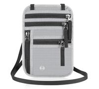 Porta Passaporto da Viaggio Portadocumenti da Viaggio Porta Cellulare da Collo con Blocco RFID&Tracolla Regolabile per Uomo Donna Portafoglio con 5 Scomparti per Carte di Credito Contanti(Gris)