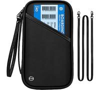 Porta passaporto da viaggio RFID per famiglia, grande, impermeabile, da viaggio, per uomini e donne, leggero, portatile, organizer per documenti da viaggio, con tasca con cerniera, nero, classico