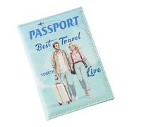 Porta passaporto da viaggio - stampa di coppia - impermeabile portafoglio borsa porta carte d'imbarco accessori per coppie studiare bambini famiglia uomini all'estero, Blu, Two persons