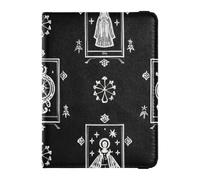 Porta passaporto decorativo gotico nero in pelle per tarocchi astrologici per viaggio Vaccino Card Holder Cover Combo Badge ID Vaccino Card Holder Wallet Ultra Slim, Tarocchi astrologici neri gotici,