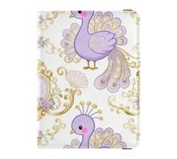 Porta passaporto decorato con pavone viola per viaggi con slot per carte di credito RFID porta passaporto porta libri in pelle PU accessori da viaggio per donne uomini