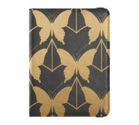 Porta passaporto di famiglia in pelle nera con texture farfalla per viaggi Documenti di viaggio Organizer Protector Portafoglio passaporto da viaggio con slot per carte di vaccinazione per gli uomini