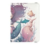 Porta passaporto e carta di vaccino con principessa sirena in stile cartone animato che legge un libro, combinato con slot per carte di vaccino, per donne e uomini, Principessa Sirena Del Fumetto,