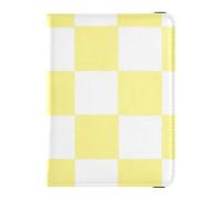 Porta passaporto e carta di vaccino in pelle a quadri americani giallo e bianco Combo porta badge ID vaccino porta carte d'identità portafoglio impermeabile, Plaid americano giallo e bianco, 1 size