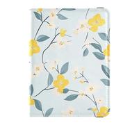 Porta passaporto e carta di vaccino in pelle combinata per passaporto e documenti da viaggio porta passaporto per uomini e donne impermeabile, Motivo Fiore Giallo Blu, 1 size, moderno