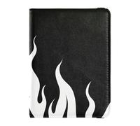 Porta passaporto e carta di vaccino in pelle combinata per passaporto e documenti da viaggio porta passaporto per uomini e donne impermeabile, Motivo Fiamma Nero Bianco, 1 size, moderno