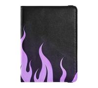 Porta passaporto e carta di vaccino in pelle Combo Custodia per passaporto da viaggio Documenti Portafoglio Porta passaporto per Viaggio Essenziale Impermeabile, Motivo Fiamma Viola Nero, 1 size