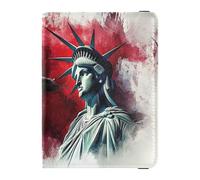 Porta passaporto e carta di vaccino in pelle Combo Travel Documenti Organizer Protector Porta passaporto per donne e uomini impermeabile, Bandiera del giorno dei presidenti USA e Lady Liberty, 1 size