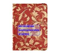 Porta passaporto e carta di vaccino in pelle con motivo a vite rosso e oro, organizer per documenti di viaggio, leggero, Oro rosso con motivo a vite, 1 size