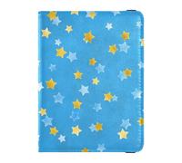 Porta passaporto e carta di vaccino in pelle con stelle blu e dorate senza cuciture blu estetiche porta passaporto porta passaporto carino impermeabile, Seamless Blue Estetics stelle dorate blu, 1