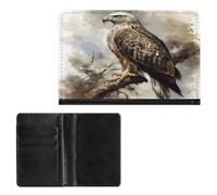 Porta passaporto Elegance Hawk seduto sull'albero stampa passaporto custodia sottile viaggio passaporto portafoglio per donne uomini, stile, taglia unica, protezione passaporto