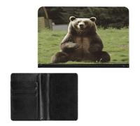 Porta passaporto Elegance Hi Bear seduto sul prato stampa passaporto custodia sottile viaggio passaporto portafoglio per donne uomini, stile, taglia unica, protezione passaporto
