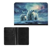 Porta passaporto Elegance Polar Bears Northern Lights_ Custodia per passaporto da viaggio sottile per donne e uomini, stile, taglia unica, protezione passaporto