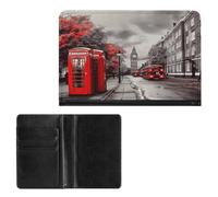 Porta passaporto Elegance Red London Street Printing custodia passaporto da viaggio sottile portafoglio per donne uomini, stile, taglia unica, protezione passaporto
