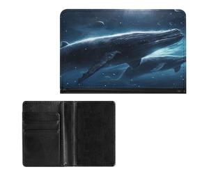 Porta passaporto elegante balene viaggiando nello spazio stampa passaporto custodia sottile viaggio passaporto portafoglio per donne uomini, stile, taglia unica, protezione passaporto