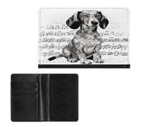 Porta passaporto elegante bassotto stampa note musicali custodia passaporto sottile da viaggio portafoglio per donne uomini, stile, taglia unica, protezione passaporto