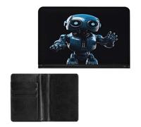 Porta passaporto elegante blu stampa robot custodia passaporto sottile viaggio portafoglio passaporto per donne uomini, stile, taglia unica, protezione passaporto