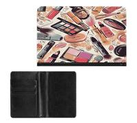 Porta passaporto elegante con stampa a tema cosmetico custodia per passaporto sottile da viaggio portafoglio per donne e uomini, stile, taglia unica, protezione passaporto