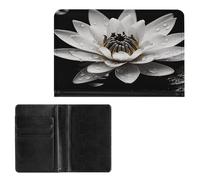 Porta passaporto elegante nero e bianco stampa ninfea custodia passaporto sottile da viaggio portafoglio per donne uomini, stile, taglia unica, protezione passaporto