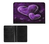 Porta passaporto elegante viola stampa cuori custodia passaporto sottile viaggio portafoglio per donne uomini, stile, taglia unica, protezione passaporto