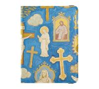 Porta passaporto impermeabile in pelle blu con pittura a olio per viaggi Documenti di viaggio Organizer Protector Portafoglio passaporto da viaggio con slot per carte di vaccinazione per gli uomini