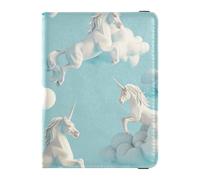 Porta passaporto in pelle bianca con unicorni 3d per viaggi famiglia per viaggi documenti organizer protettore carino passaporto libro per gli uomini impermeabile