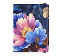 Porta passaporto in pelle blu e pesca retrò romantico fiori porta passaporto porta badge ID vaccino porta carte portafoglio impermeabile, Fiori romantici retrò blu e pesca, 1 size