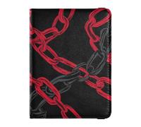 Porta passaporto in pelle con catena nera e rossa, personalizzabile, porta passaporto, badge, carta d'identità, vaccino, portafoglio impermeabile, Catena nera e rossa, 1 size