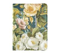 Porta passaporto in pelle con fiori gialli e blu per viaggi Documenti di viaggio Organizer Protector Passaporto Portafoglio per le donne Impermeabile