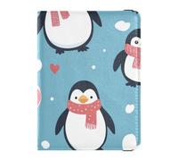 Porta passaporto in pelle con simpatico pinguino e cuore, custodia per passaporto, carta d'identità, vaccino, portafoglio ultra sottile, Natale Cartoon carino pinguino cuore, 1 size