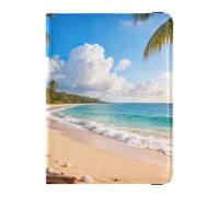 Porta passaporto in pelle con spiaggia tropicale paradiso per viaggi antifurto per denaro e carte di credito per viaggi d'affari da uomo