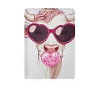 Porta passaporto in pelle da uomo, Faccia di animale divertente-754