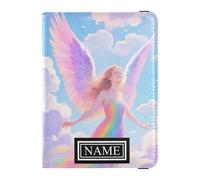 Porta passaporto in pelle da viaggio con nome personalizzato per famiglia, sicuro nascosto denaro e porta carte per gli uomini organizzatore di viaggio angelo con ali arcobaleno