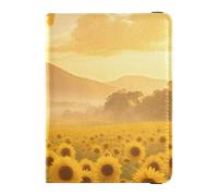 Porta passaporto in pelle e porta carte di vaccino combinato da viaggio con slot per carte di vaccinazione, porta passaporto per donne e uomini, impermeabile, Speranza sul campo di girasole, 1 size