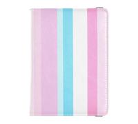 Porta passaporto in pelle e vaccino, organizer combinato per documenti di viaggio, porta passaporto, con slot per carte di vaccino, per donne e uomini, impermeabile, Motivo a righe dritte azzurre, 1