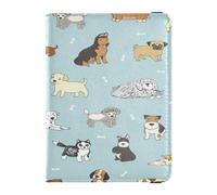 Porta passaporto in pelle impermeabile per donne e uomini carino passaporto libro viaggio cartone animato scarabocchio cucciolo cane, Multi, 1 size, Casual