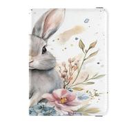 Porta passaporto in pelle leggera per donne e ragazze carino passaporto libro da viaggio essenziale carino coniglio fiore Pasqua, Carino coniglio fiore Pasqua, 1 size, Casual