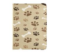 Porta passaporto in pelle leggero portafoglio per passaporto per donne uomini famiglia carino passaporto libro viaggio essenziale marrone impronte di cane ossa, Multi, 1 size, Casual