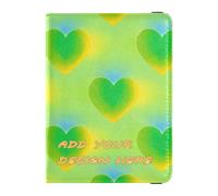 Porta passaporto in pelle personalizzato Giallo-verde gradiente San Valentino amore personalizzato custodia passaporto titolare ultra sottile, giallo-verde gradiente San Valentino amore, Giallo-verde