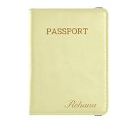 Porta passaporto in pelle personalizzato Portafoglio leggero personalizzato Combo per donne e uomini Badge ID Vaccino Card Holder Wallet Travel Essentials Giallo, Palegodenrod, 1 size,