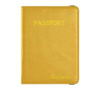 Porta passaporto in pelle personalizzato Portafoglio leggero personalizzato Combo per donne e uomini Badge ID Vaccino Card Holder Wallet Travel Essentials Giallo, Goldenrod, 1 size, Moderno/adattabile