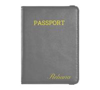 Porta passaporto in pelle personalizzato Portafoglio leggero personalizzato Combo per donne e uomini Badge ID Vaccino Card Holder Wallet Travel Essentials Giallo, Dimgrey., 1 size, Moderno/adattabile