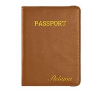 Porta passaporto in pelle personalizzato Portafoglio leggero personalizzato Combo per donne e uomini Badge ID Vaccino Card Holder Wallet Travel Essentials Giallo, Colore: marrone., 1 size,