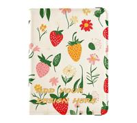 Porta passaporto in pelle personalizzato Retro Fragola Fiore di campo Crema personalizzato Porta passaporto Combo con Slot per carta di vaccino Ultra Slim, Retro fragola crema fiori di campo, Crema di