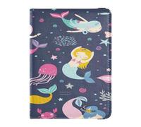 Porta passaporto in pelle PU Custodia leggera per carte di vaccino Combo per donne uomini carino passaporto libro viaggio viola mondo subacqueo, Multi, 1 size, Casual