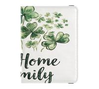 Porta passaporto in pelle PU Custodia leggera per passaporto per donne e uomini organizer per documenti accessori essenziali da viaggio St.Patrick's Home Love Family, Famiglia amorosa domestica di San